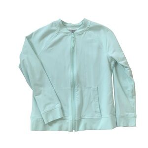 T by Talbots Aqua Blue Zip Jacket MP Petite Lightweight Athleisure Spring